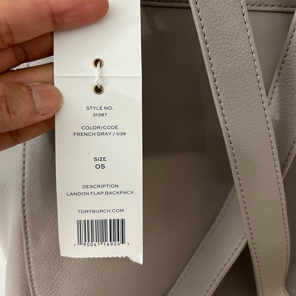 Tory Burch Landon Flap Backpack French Gray Pebbled Leather NWT - Style 31387 - Picture 8 of 17